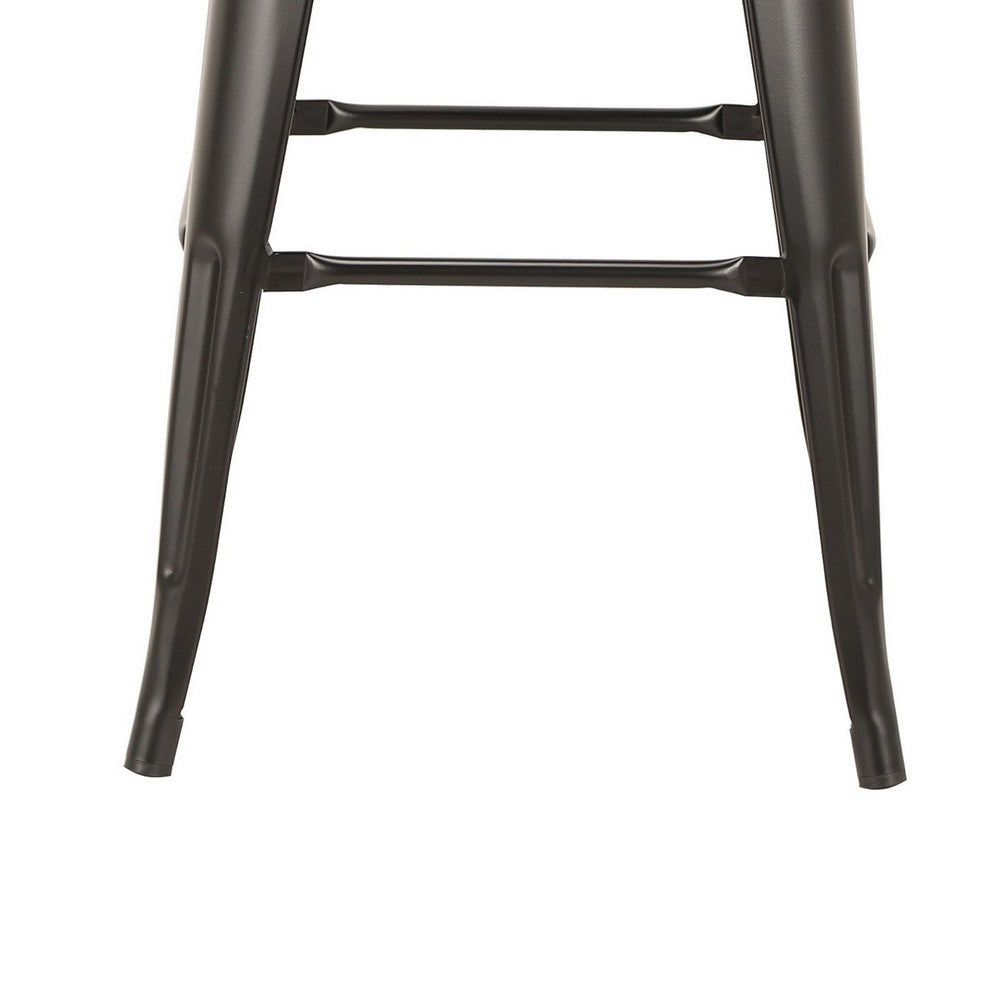 Giri 30 Inch Barstool Chair Footrest and Tapered Legs Black Metal Finish By Casagear Home BM311905