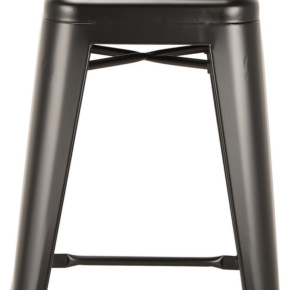 Giri 30 Inch Barstool Chair Footrest and Tapered Legs Black Metal Finish By Casagear Home BM311905