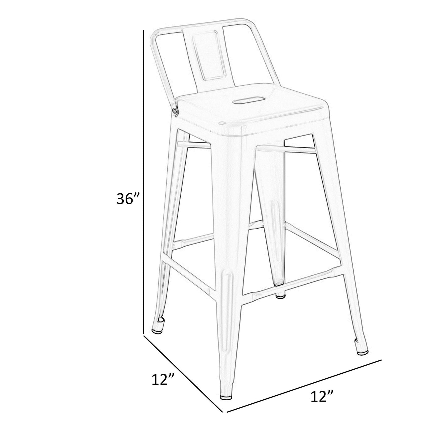 Giri 30 Inch Barstool Chair Footrest and Tapered Legs Black Metal Finish By Casagear Home BM311905