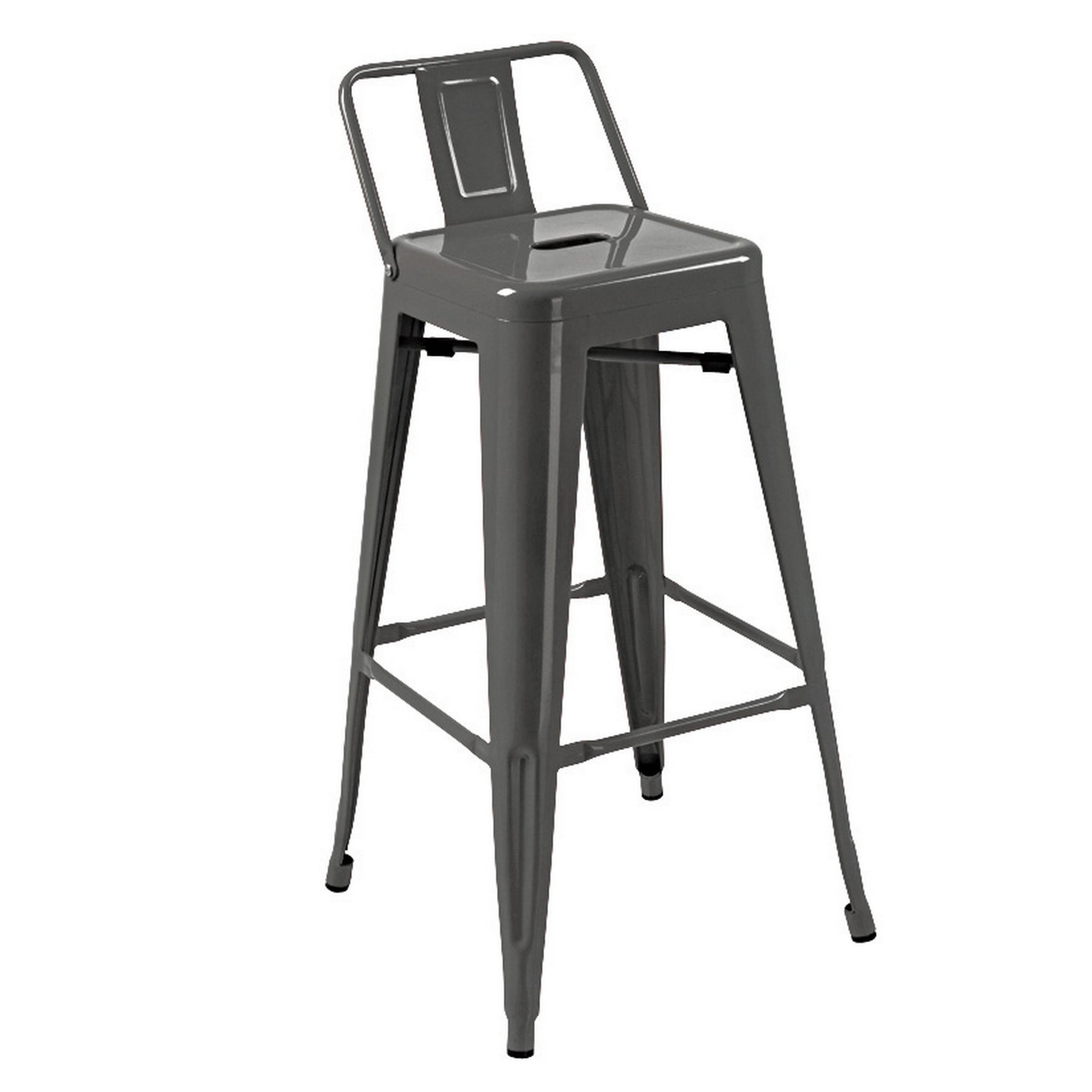 Giri 30 Inch Barstool Chair Footrest and Tapered Legs Light Gray Metal By Casagear Home BM311906