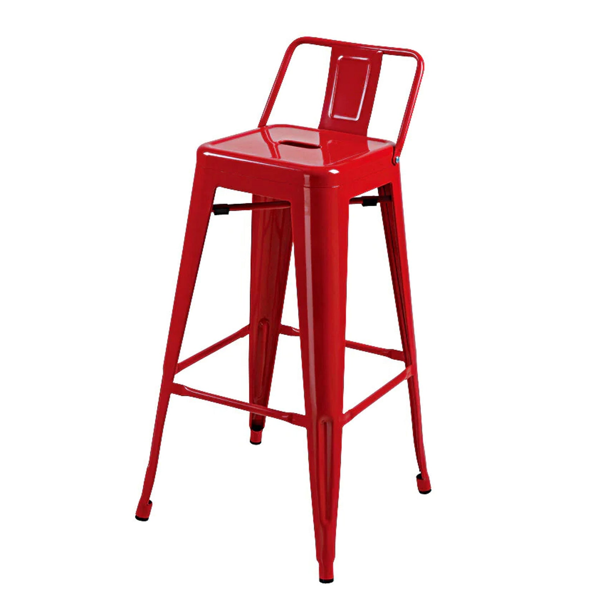 Giri 30 Inch Barstool Chair Footrest and Tapered Legs Red Metal Finish By Casagear Home BM311907