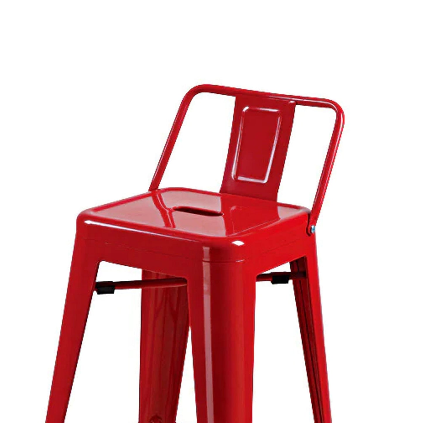 Giri 30 Inch Barstool Chair Footrest and Tapered Legs Red Metal Finish By Casagear Home BM311907