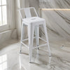 Giri 30 Inch Barstool Chair, Set of 4, Footrest and Tapered Legs, White Metal Finish