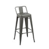Giri 26 Inch Counter Stool Chair, Set of 4, Footrest and Tapered Legs, Gray Metal