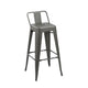 Giri 26 Inch Counter Stool Chair, Set of 4, Footrest and Tapered Legs, Gray Metal
