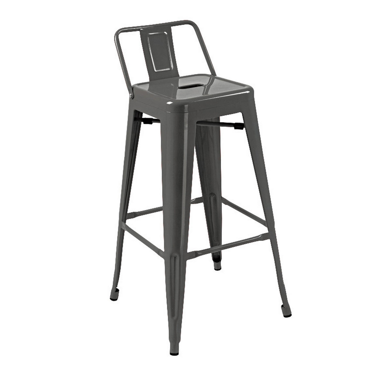 Giri 26 Inch Counter Stool Chair, Set of 4, Footrest and Tapered Legs, Light Gray