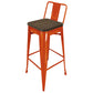 Trace 30 Inch Barstool Chair Low Back Wood Seat Orange Metal Finish By Casagear Home BM311914