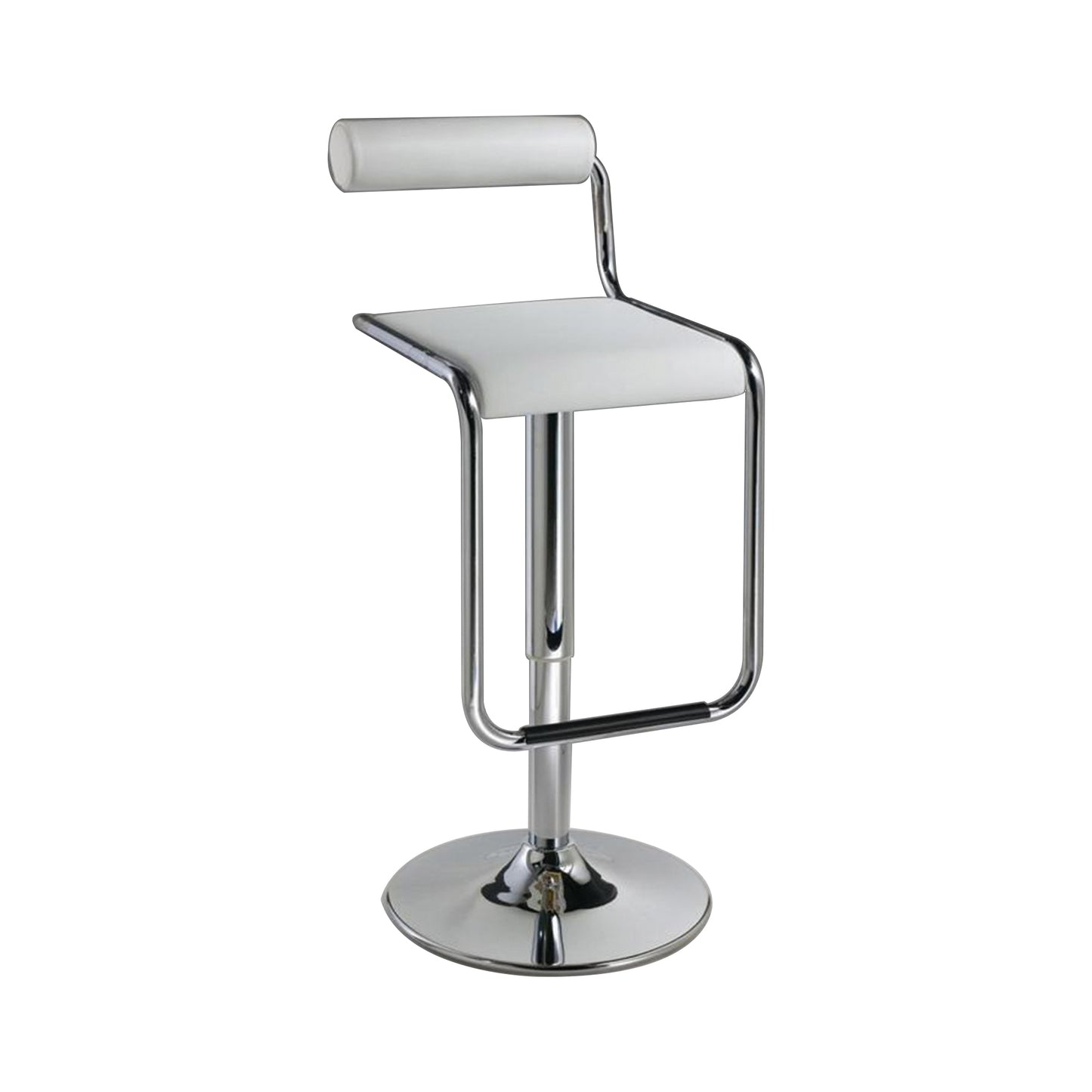 25-29 Inch Barstool Chair Adjustable White Faux Leather Chrome Metal By Casagear Home BM311916