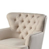 35 Inch Accent Chair Beige Tufted Fabric Upholstery Black Wood Legs By Casagear Home BM311918