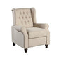 35 Inch Push Back Recliner Chair Beige Tufted Fabric Black Wood Legs By Casagear Home BM311919