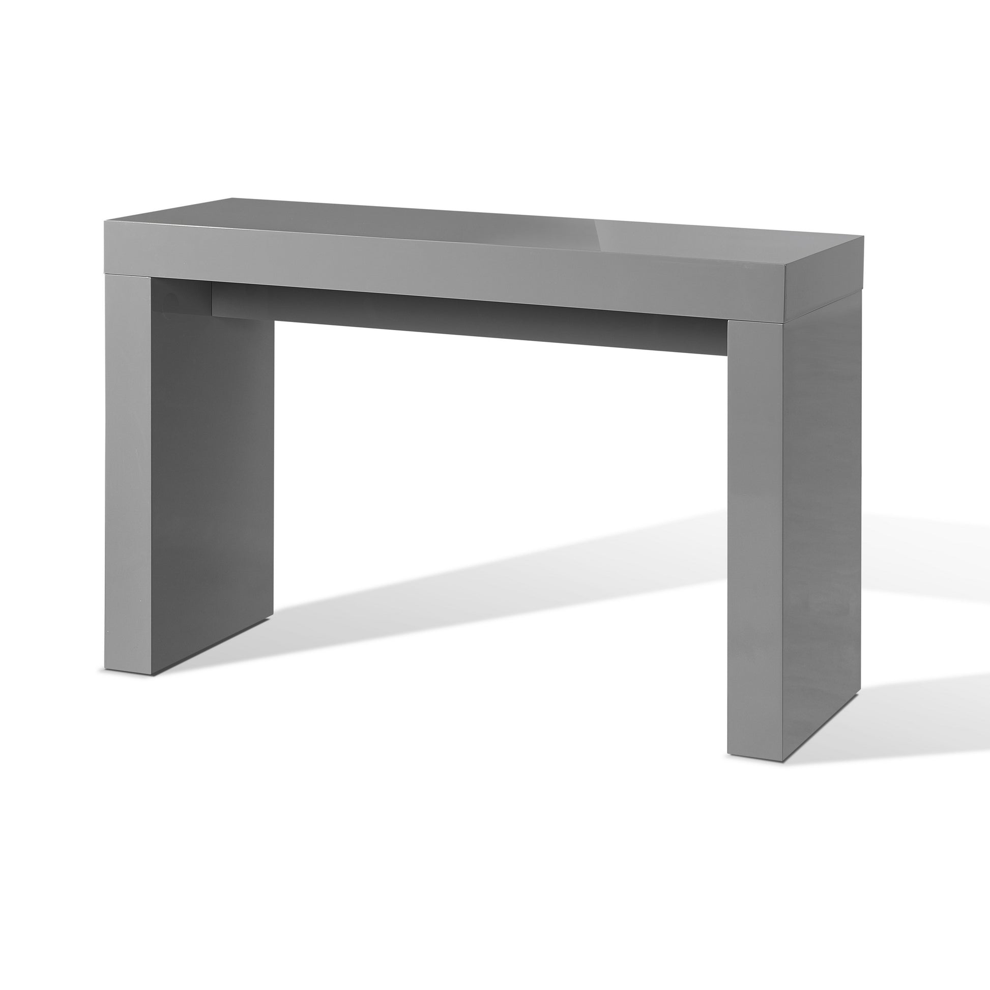 Libi 47 Inch Console Table, Minimalist Rectangular Top, Lacquered Gray By Casagear Home