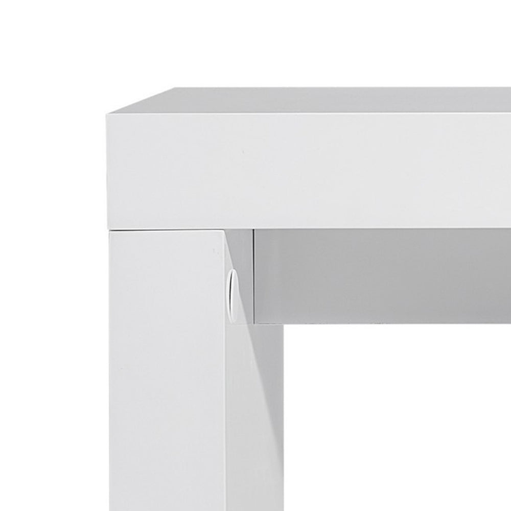 Libi 47 Inch Console Table Minimalist Rectangular Top Lacquered White By Casagear Home BM311921