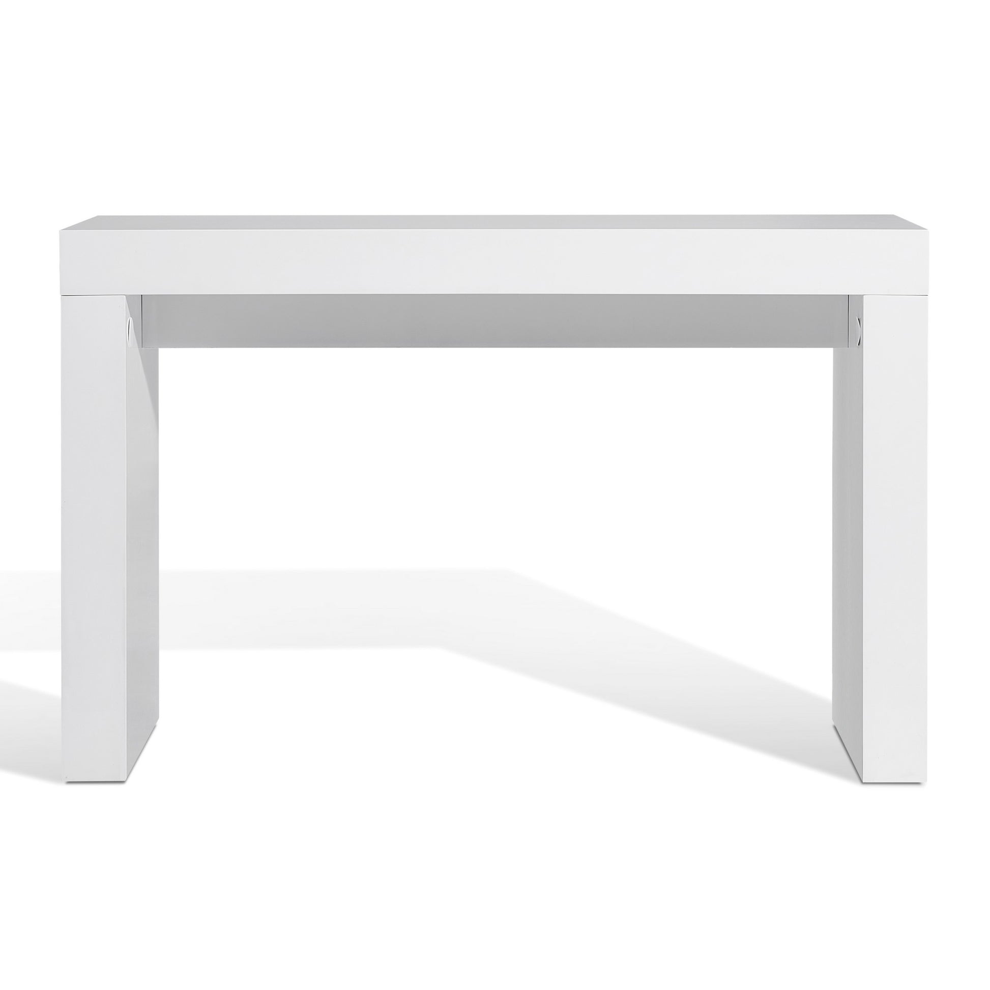 Libi 47 Inch Console Table Minimalist Rectangular Top Lacquered White By Casagear Home BM311921