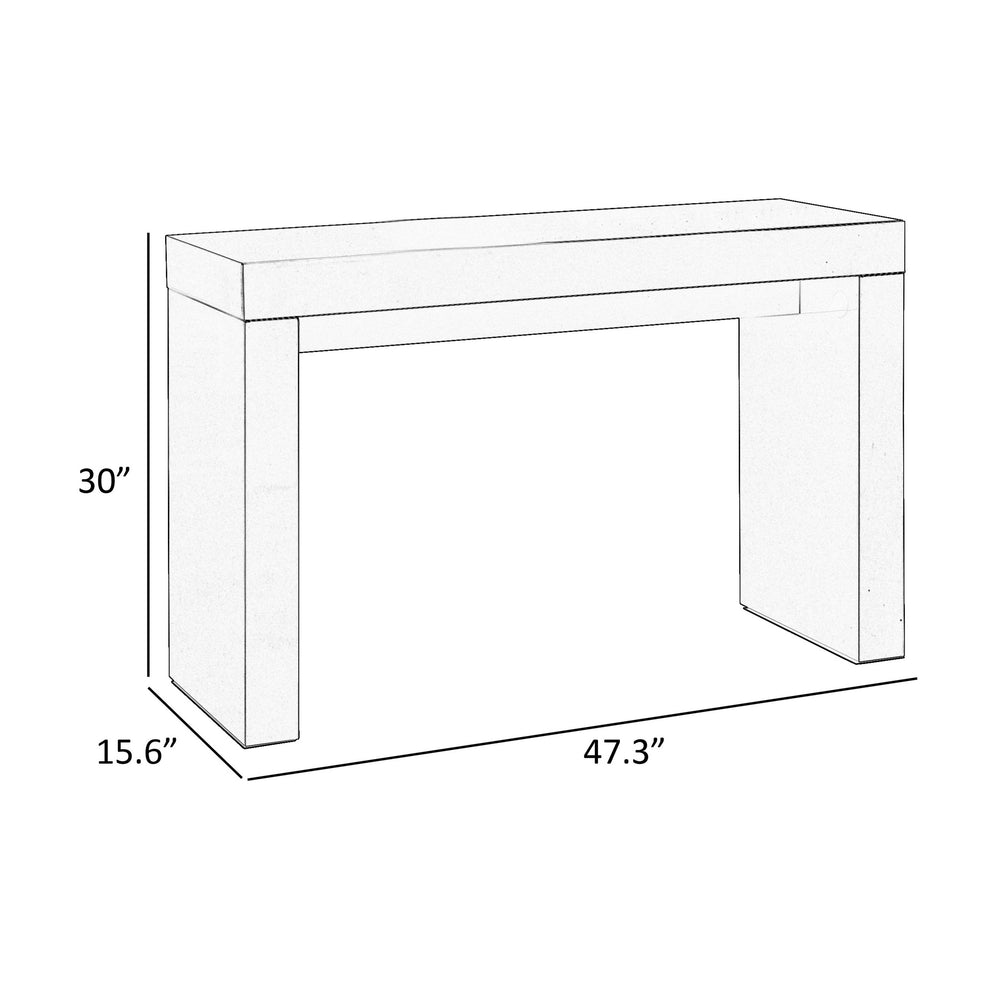 Libi 47 Inch Console Table Minimalist Rectangular Top Lacquered White By Casagear Home BM311921