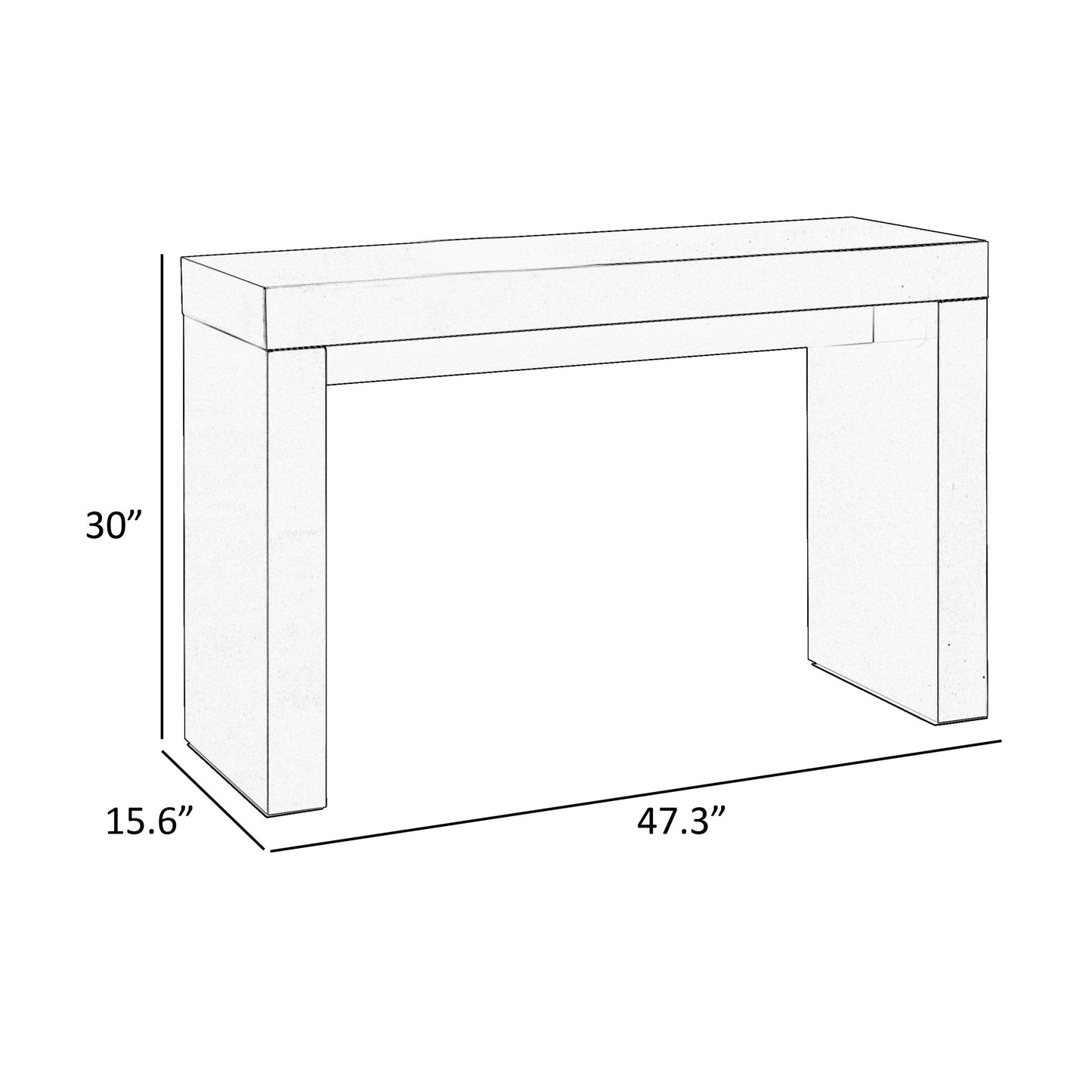 Libi 47 Inch Console Table Minimalist Rectangular Top Lacquered White By Casagear Home BM311921