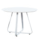 43 Inch Dining Table Round High Gloss White Top and Angled Metal Legs By Casagear Home BM311924