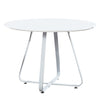 43 Inch Dining Table Round High Gloss White Top and Angled Metal Legs By Casagear Home BM311924