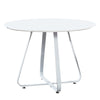 43 Inch Dining Table Round High Gloss White Top and Angled Metal Legs By Casagear Home BM311924