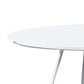 43 Inch Dining Table Round High Gloss White Top and Angled Metal Legs By Casagear Home BM311924