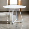 43 Inch Dining Table, Round High Gloss White Top and Angled Metal Legs By Casagear Home