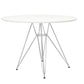 Riha 36 Inch Dining Accent Table Round Top Angled Chrome Legs White By Casagear Home BM311926