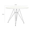 Riha 36 Inch Dining Accent Table Round Top Angled Chrome Legs White By Casagear Home BM311926