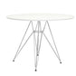 Riha 36 Inch Dining Accent Table Round Top Angled Chrome Legs White By Casagear Home BM311926