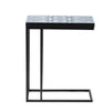 24 Inch Side Table C Shaped Indigo Patterned Top Iron Frame Black By Casagear Home BM311931