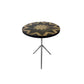 19 Inch Side Tables Set of 2 Inlay Designs Metal Tripod Base Brown Wood By Casagear Home BM311932