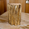 Kiny 20 Inch Accent Stool Table, Tree Trunk Design, Magnesium, Gold Finish