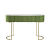 Jeah 47 Inch Console Table 1 Drawer Curved Gold Iron Base Green Fabric By Casagear Home BM311939