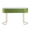 Jeah 47 Inch Console Table, 1 Drawer, Curved Gold Iron Base, Green Fabric By Casagear Home