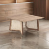 28 Inch Coffee Table, Square Top, Rattan Cane Base, Teak Wood, Brown  By Casagear Home