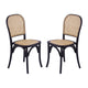 38 Inch Dining Chairs Set of 2 Stackable Woven Cane Beech Wood Black By Casagear Home BM311942