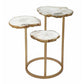 18 Inch Accent Side Table 3 Tier Design White Agate Top Gold Iron Base By Casagear Home BM311946