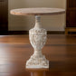 31 Inch Accent Side Table, Pedestal Urn Base, Round Top, Antique White By Casagear Home