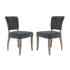 25 Inch Side Dining Chairs Set of 2 Polyester Padded Back Wood Dark Gray By Casagear Home BM311955