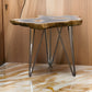 20 Inch Side Accent Table, Natural Edges, Hairpin Legs, Gray Resin, Brown By Casagear Home