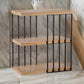 35 Inch 3 Tier Decorative Display Shelves, Black Iron, Fir Wood, Brown By Casagear Home