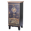 39 Inch Small Accent Cabinet 2 Drawers Door Celestial Design Black By Casagear Home BM311964