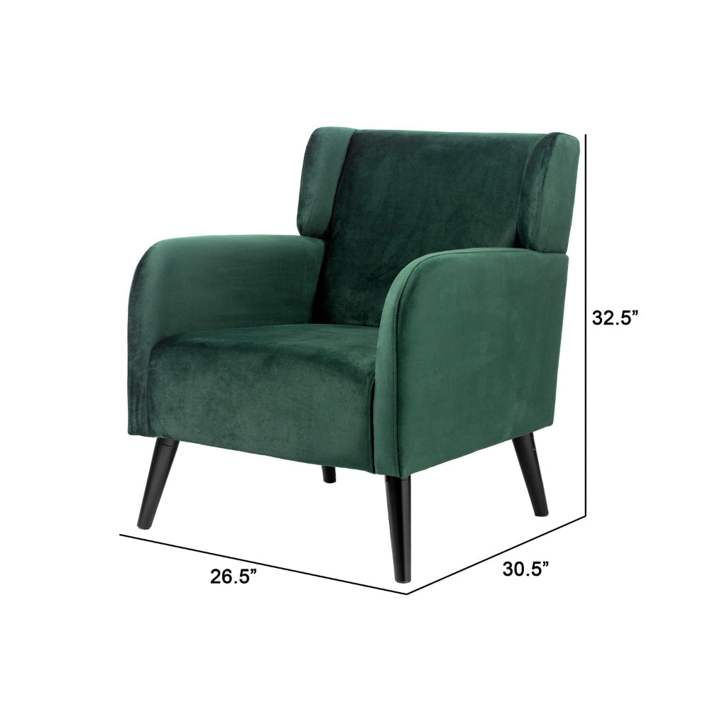 Kine 31 Inch Accent Armchair Splayed Legs Wood Green Fabric Upholstery By Casagear Home BM311968