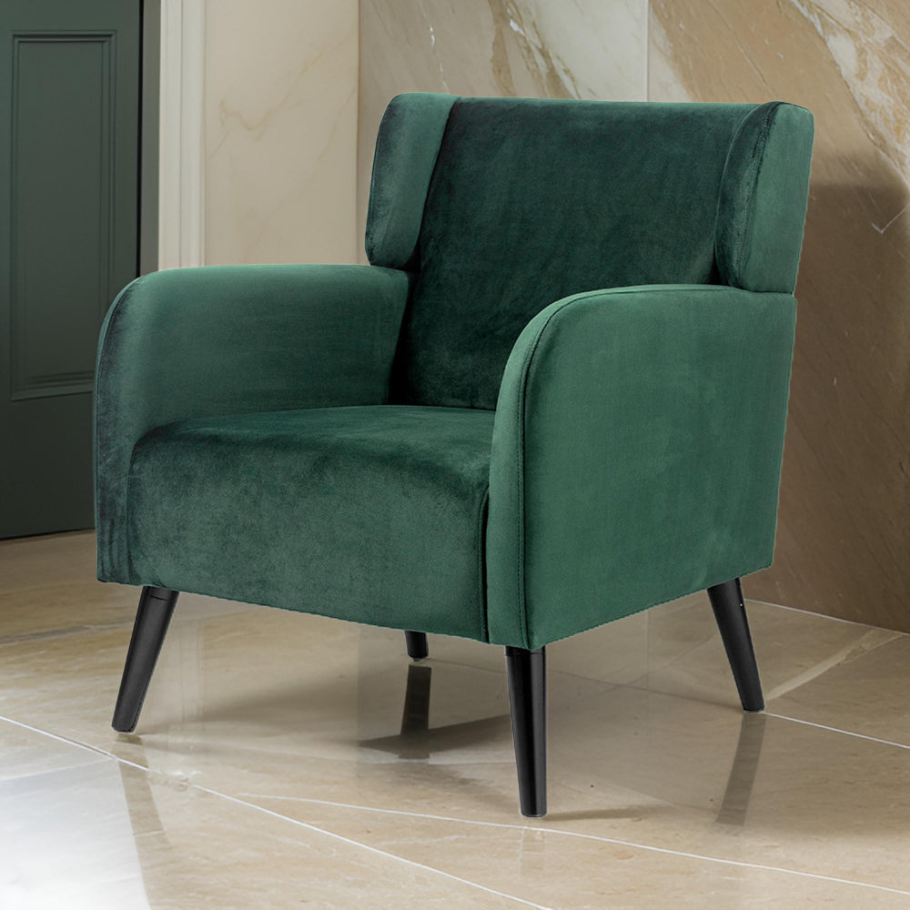 Kine 31 Inch Accent Armchair Splayed Legs Wood Green Fabric Upholstery By Casagear Home BM311968