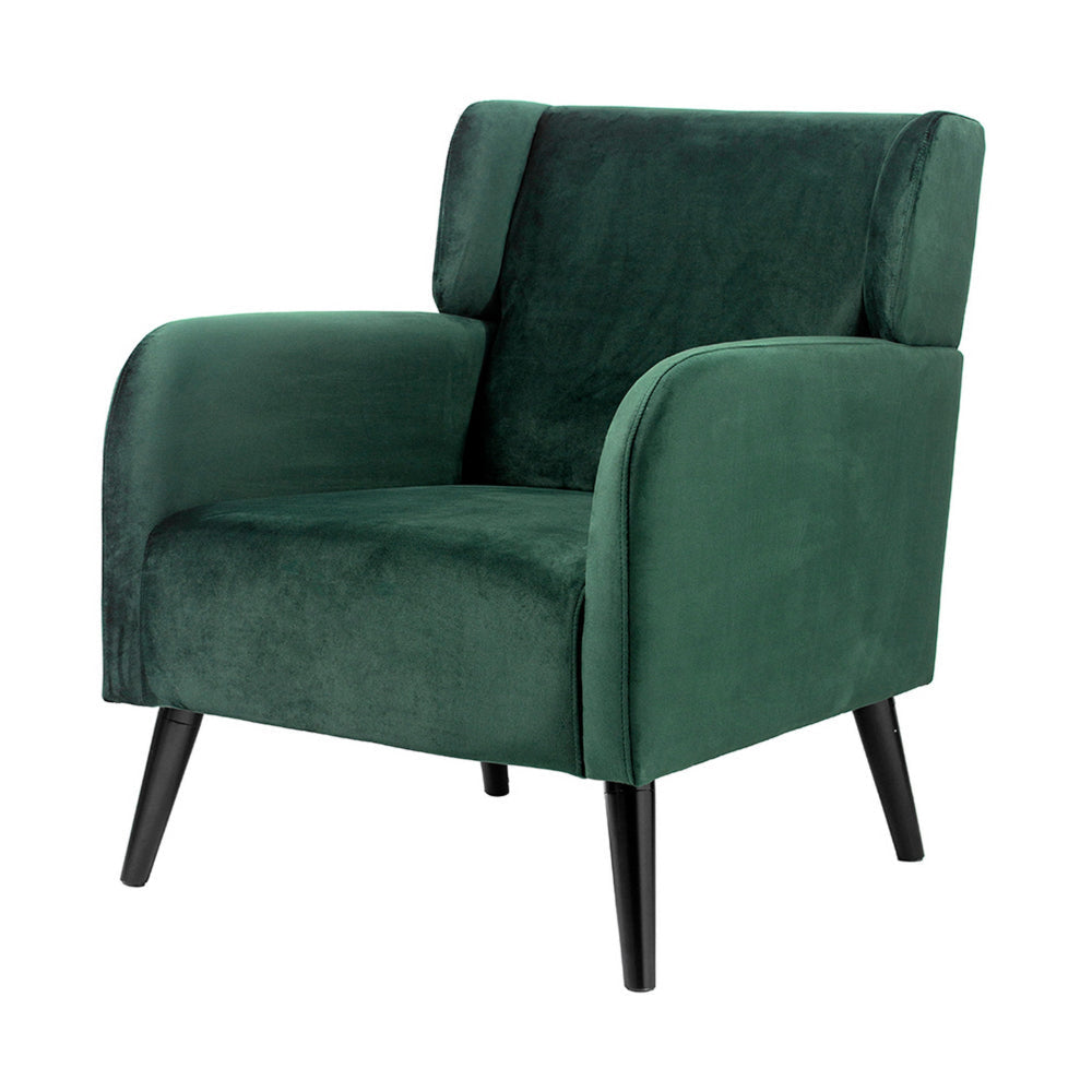 Kine 31 Inch Accent Armchair Splayed Legs Wood Green Fabric Upholstery By Casagear Home BM311968