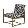 27 Inch Accent Armchair with Zebra Print Polyester Upholstery Iron Gold By Casagear Home BM311973
