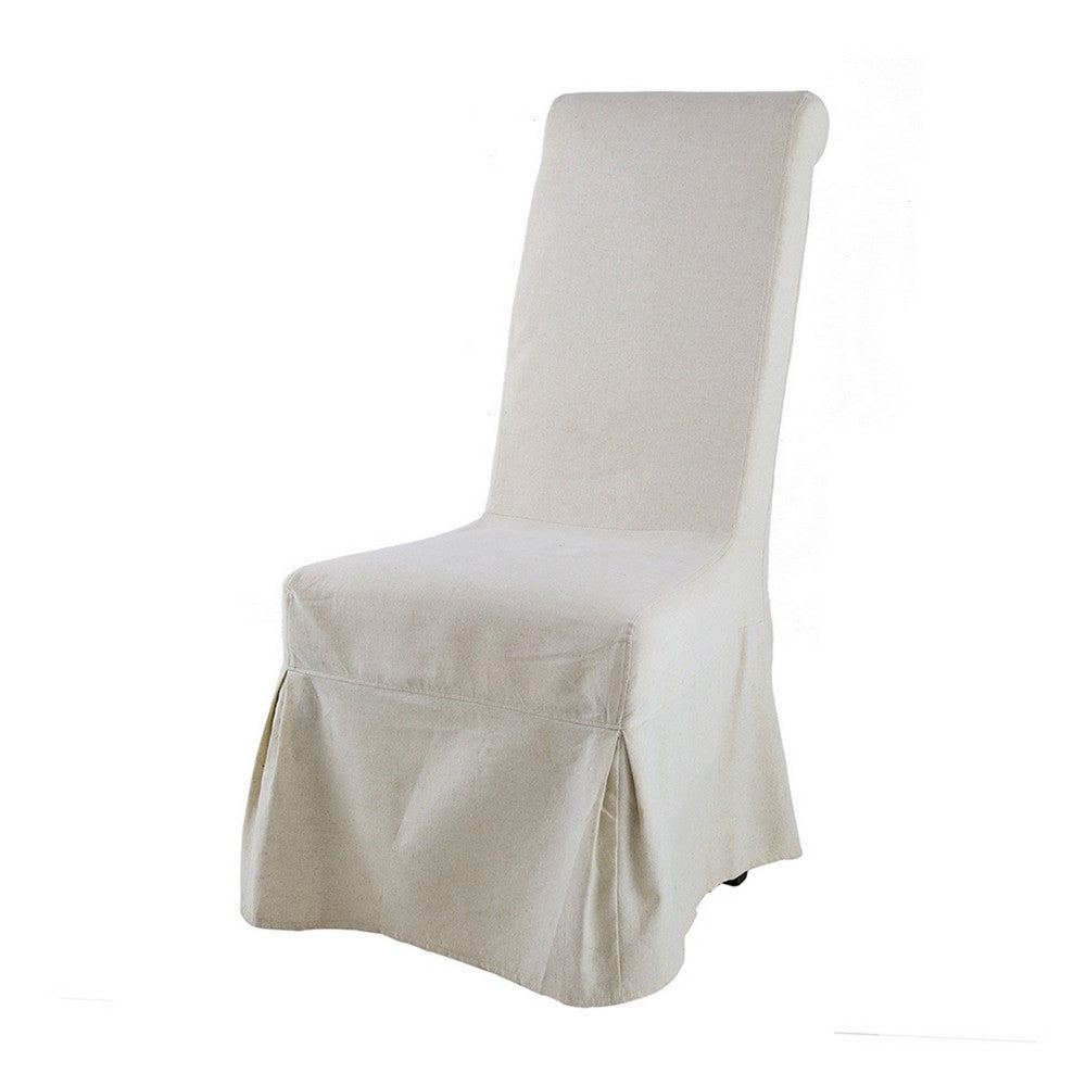 25 Inch Side Dining Chair Skirted Parsons Style White Fabric Slipcover By Casagear Home BM311975