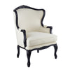 32 Inch Accent Wingback Chair, Classic Curved Legs, Wood, White Polyester By Casagear Home