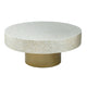 Piki 35 Inch Coffee Table, Mughal Capiz Inlaid Pattern, Cream, Gold  By Casagear Home