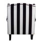 35 Inch Accent Armchair Black and White Stripes Wingback Wood and Foam By Casagear Home BM311984