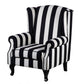 35 Inch Accent Armchair Black and White Stripes Wingback Wood and Foam By Casagear Home BM311984