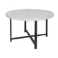 47 Inch Dining Table, Round Acacia Wood Top, Crossed Iron Design, White By Casagear Home